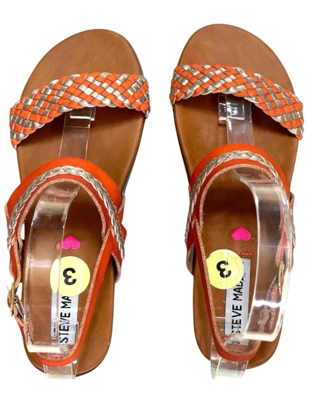 NEW Steve Madden Jsaylorr Girls Size 3 Braided Strappy Sandals Orange Gold